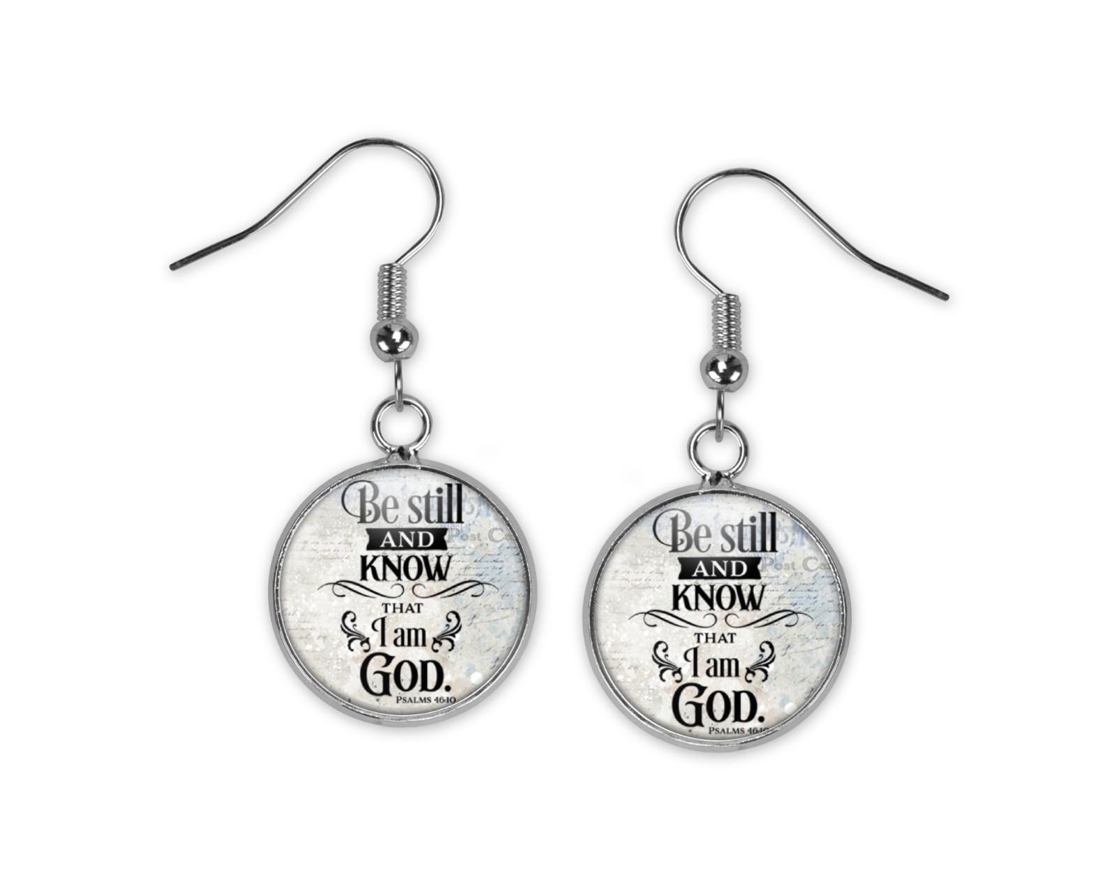 Elegant Scripture Faith Bible Verse Silver Dangle Earrings Two Sizes Religious