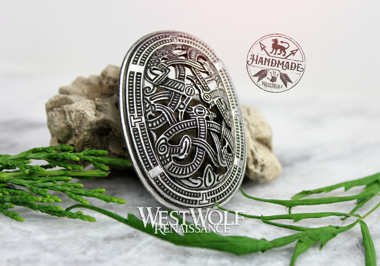 Viking Tortoise Brooch or Pin – Borre Art Style — Norse/Scandinavian/Celtic/Me