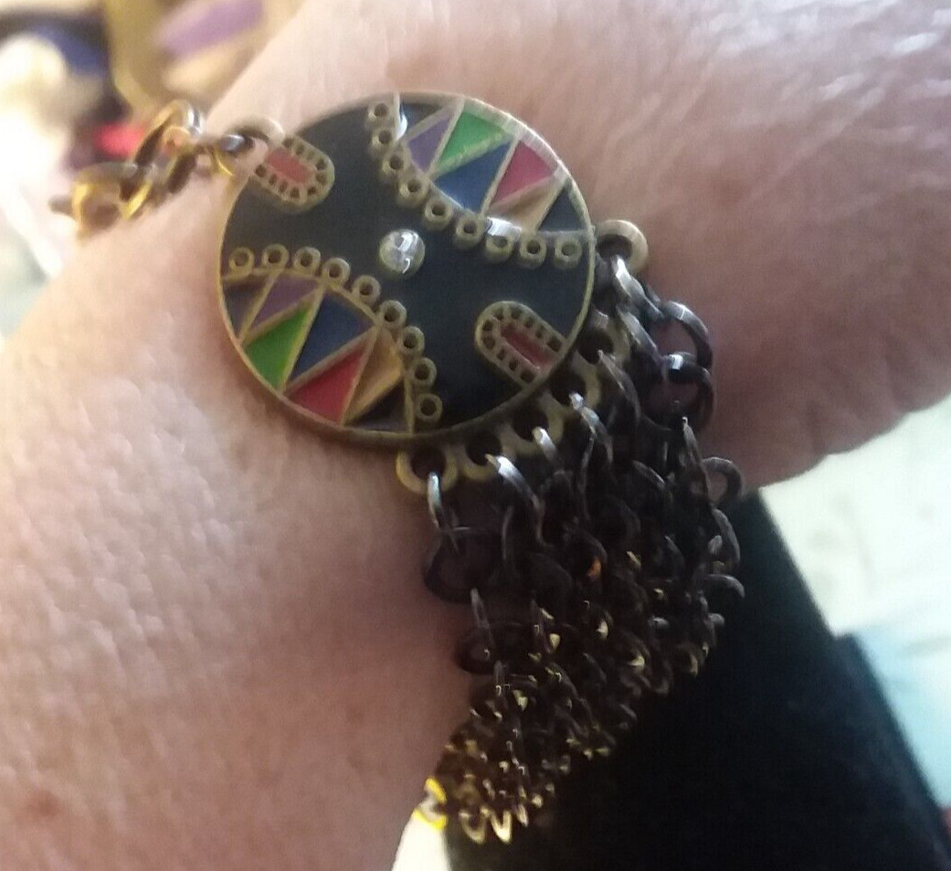 7″ Brass Tone and Black Colorful Fashion Bracelet 07-01-2024