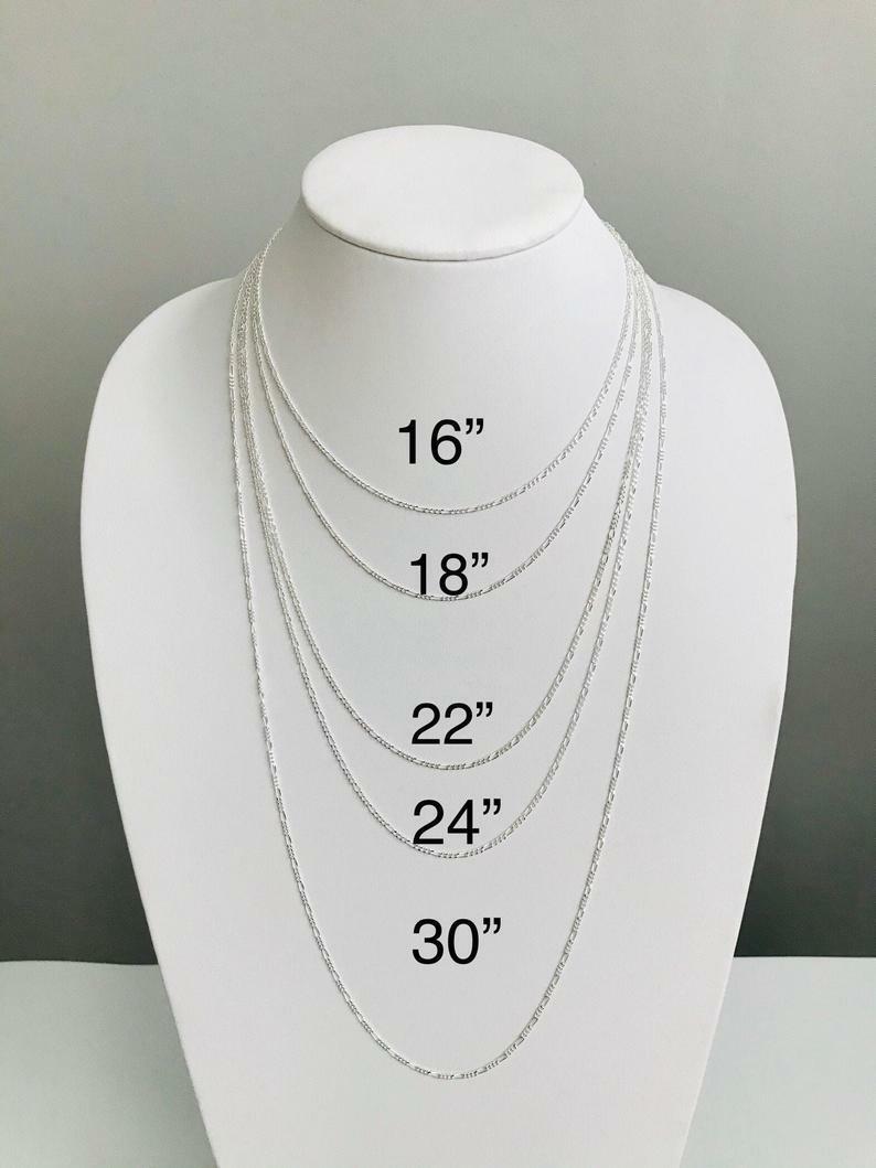 925 Sterling Silver 2mm Figaro Link Chain Necklace/ Cadena de Plata Pura – F050