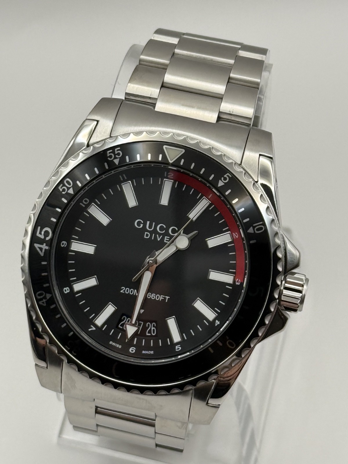 ​GUCCI Dive YA136212 Black Stainless Steel Men’s Watch 45MM – Brand New