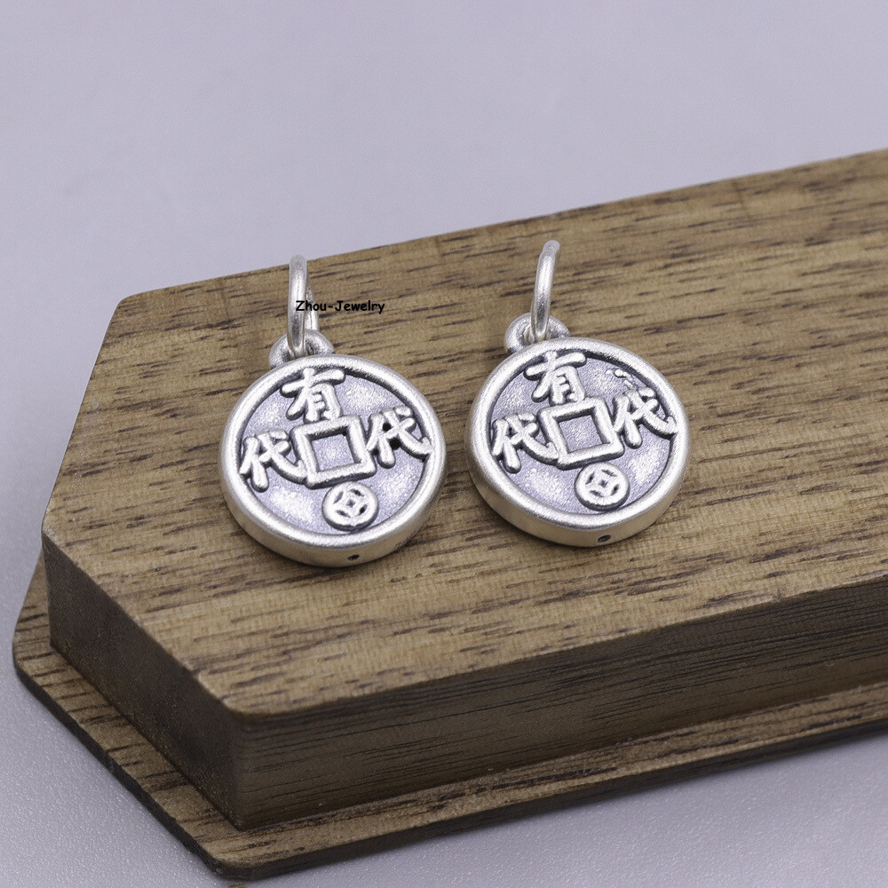 Real S925 Sterling Silver Pendant Men Women Coin Pendant 17*12mm 1.2-1.3g