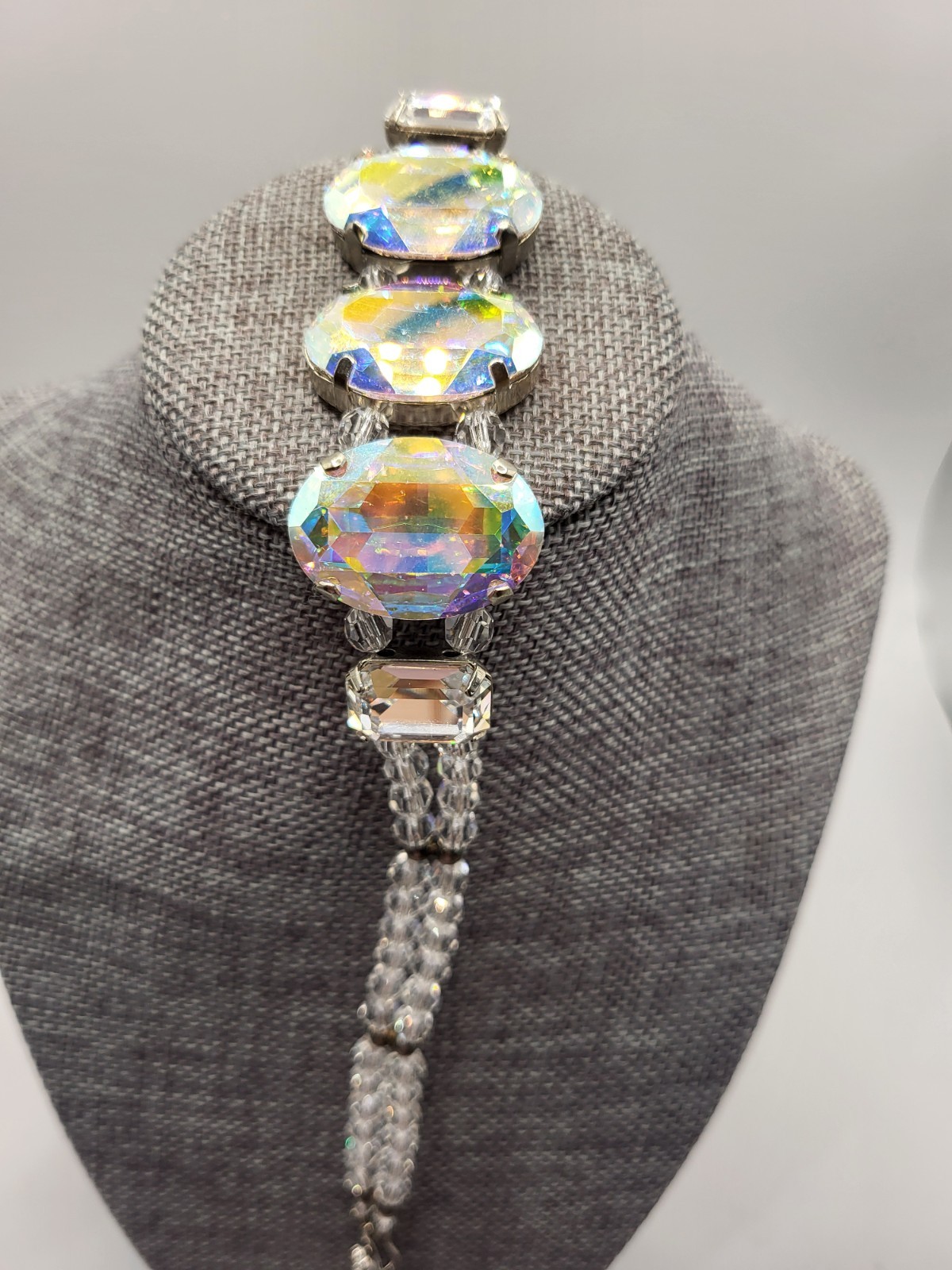 Y2K Signed TARINA TARANTINO Aurora Borealis (AB) Crystal Choker Necklace Vintage