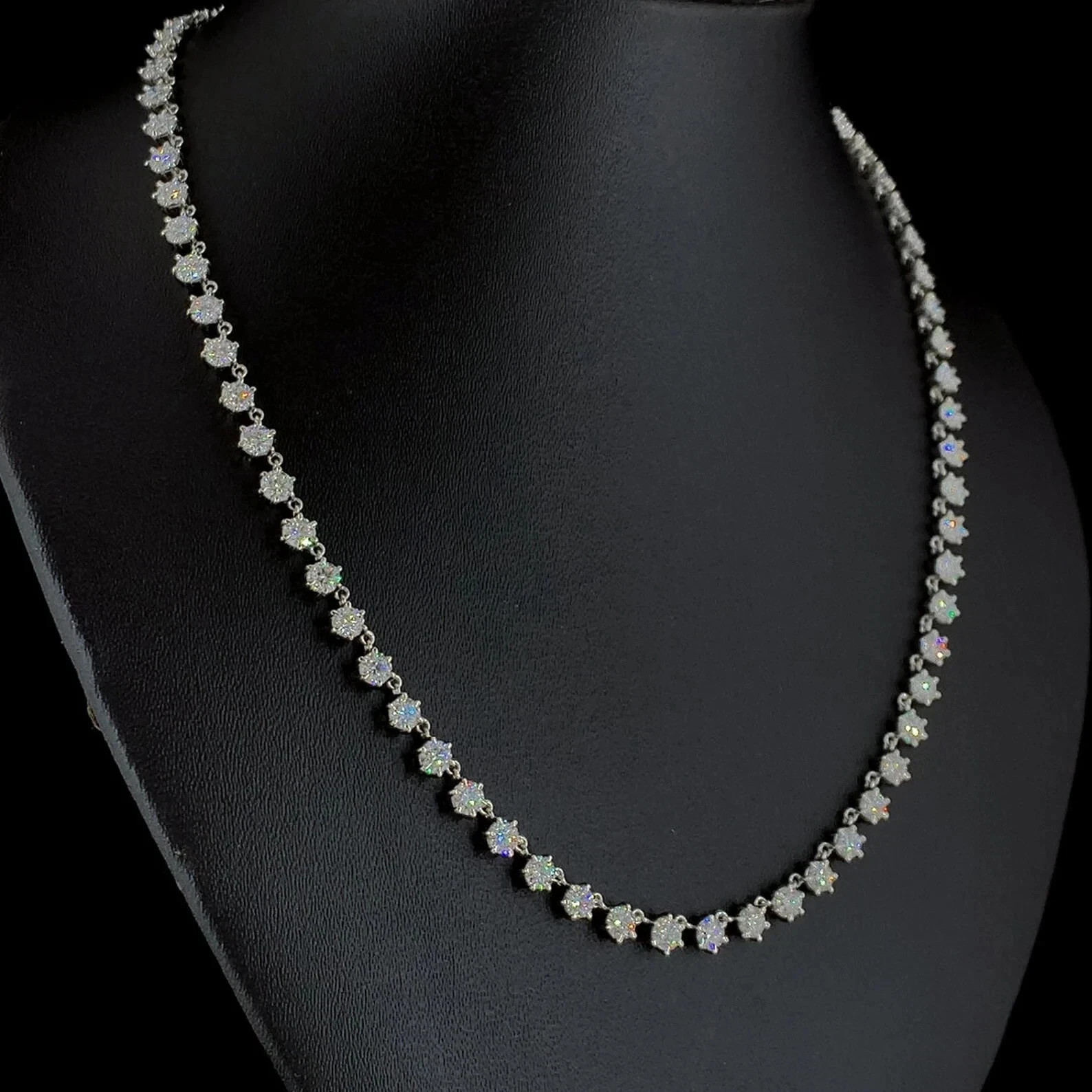 10Ct Round Cut Lab Created Diamond Women’s Tennis Necklace 14K White Gold Plated