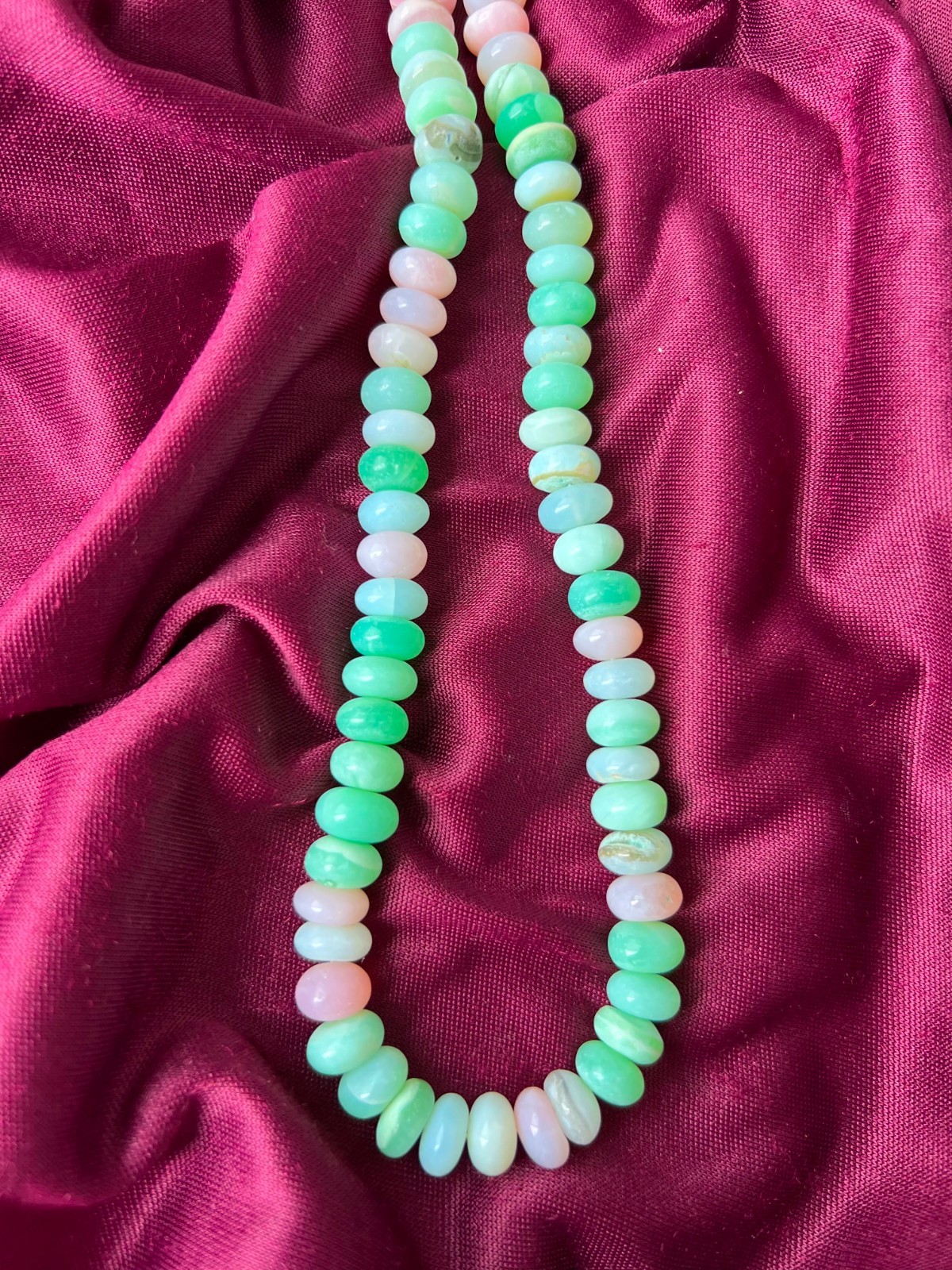 MULTI OPAL BEADS ROUNDELLE 8-9MM SMOOTH GEMSTONE 16 INCH NECKLACE
