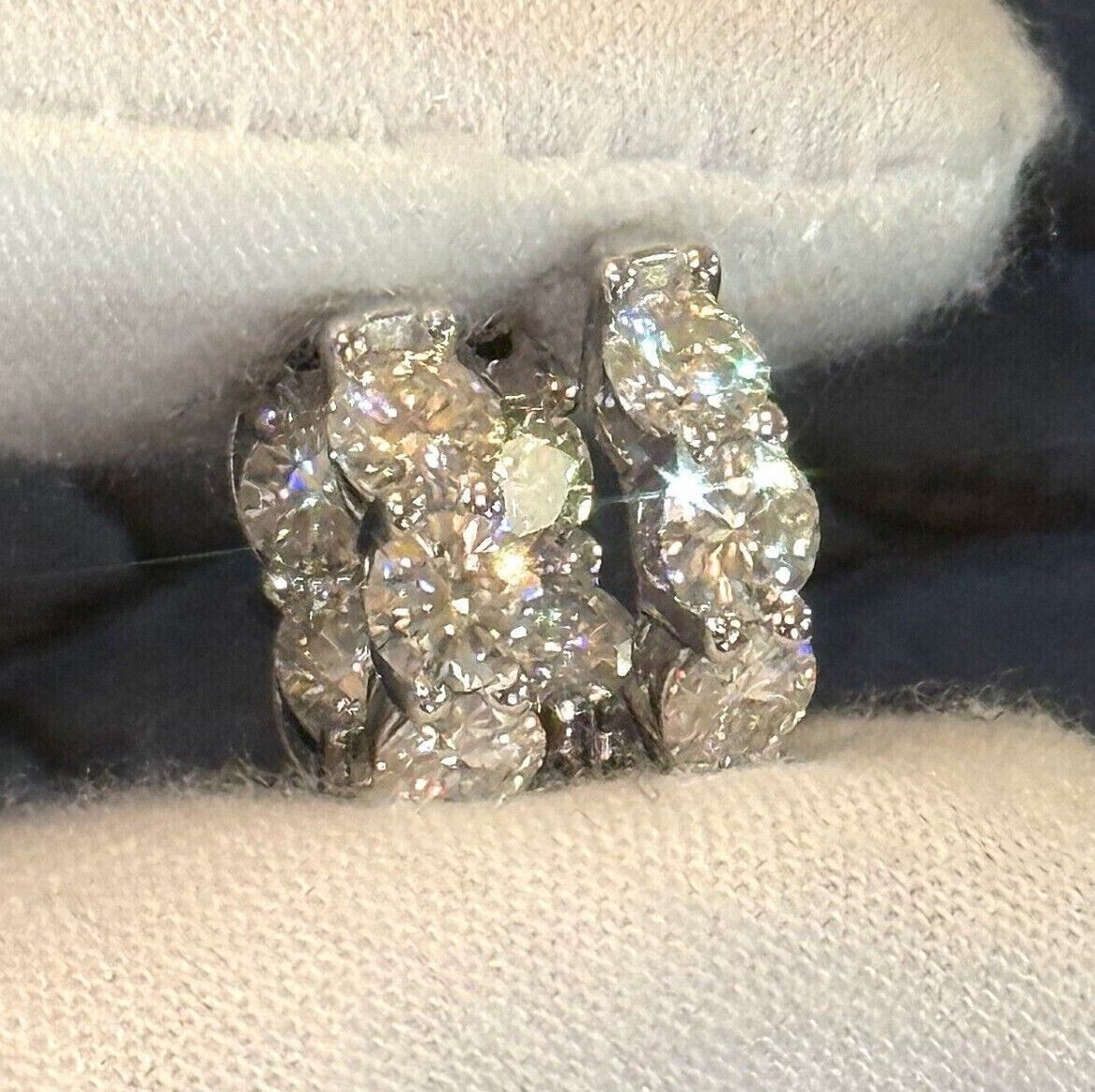 3.00 CTW Certified Moissanite Hoop Earrings Huggies Silver 14K White Gold Plated