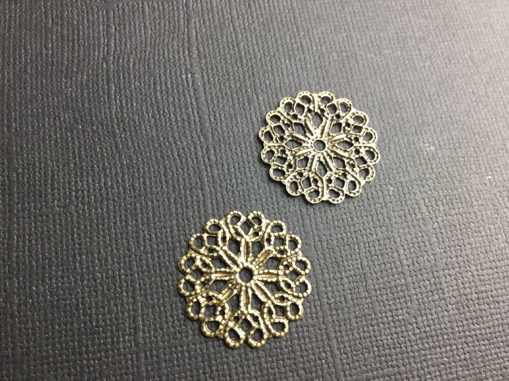 Victorian Round Filigree Antique Brass Ox 24503