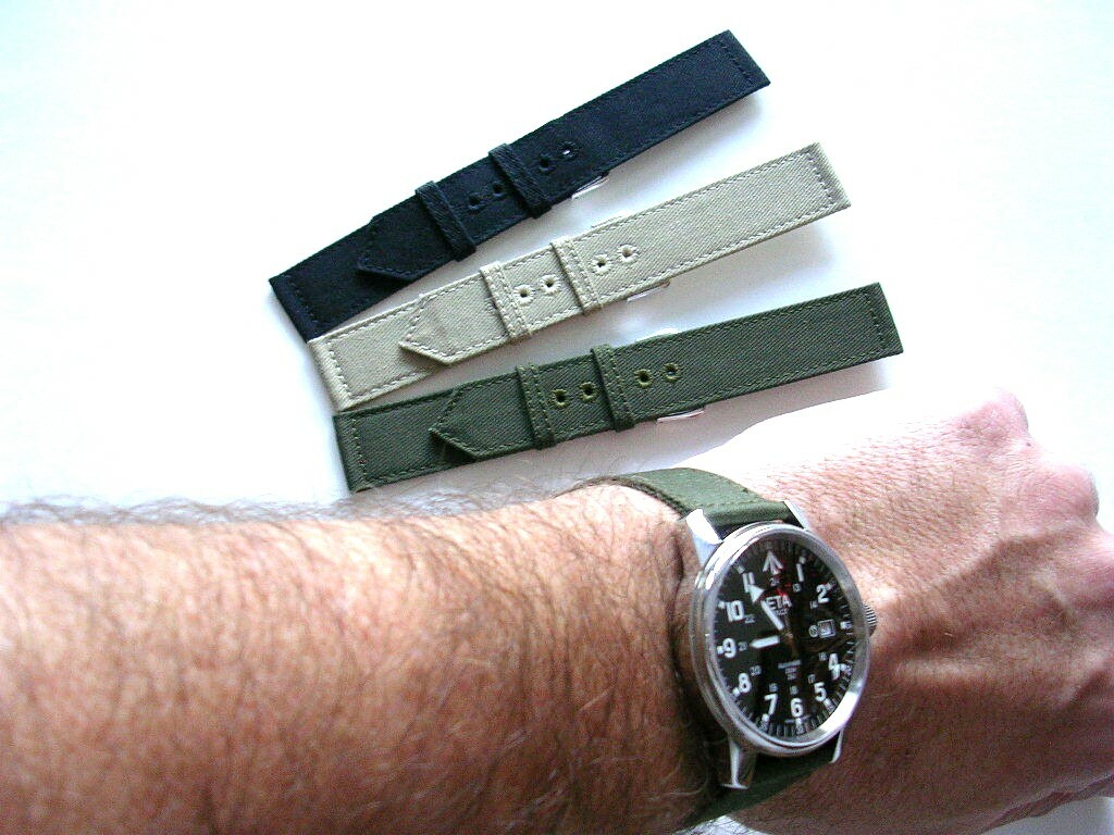 NATO® 2pc WWII Canvas Military army MoD watchband OEM Combat strap IW SUISSE USA
