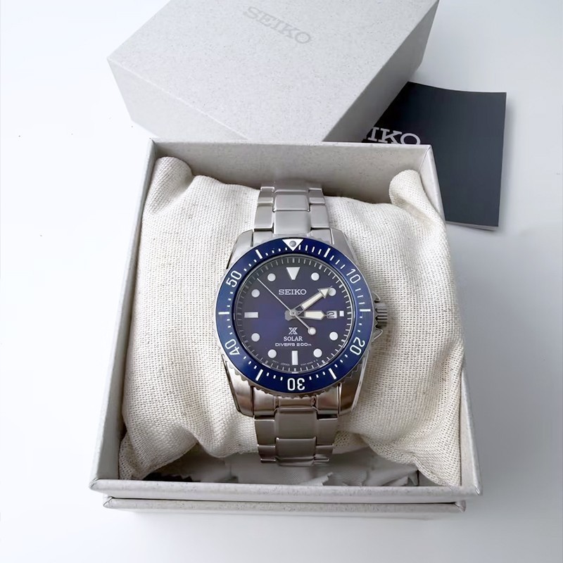 Seiko Prospex Sea Solar Power Men Blue Dial Stainless Steel SNE585 Watch 38.5mm