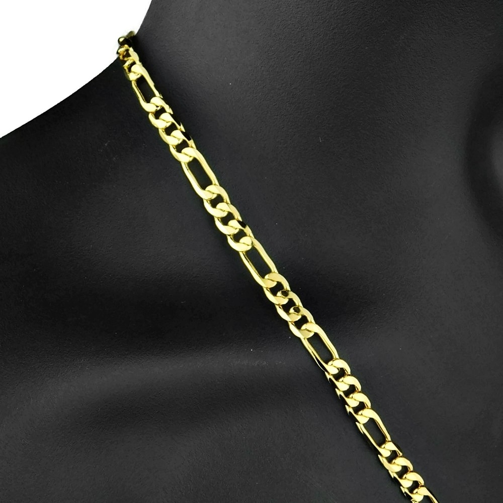 Mens 18k Gold Plated Figaro Link 24″ Inch Long x 6.5MM Wide Chain Necklace