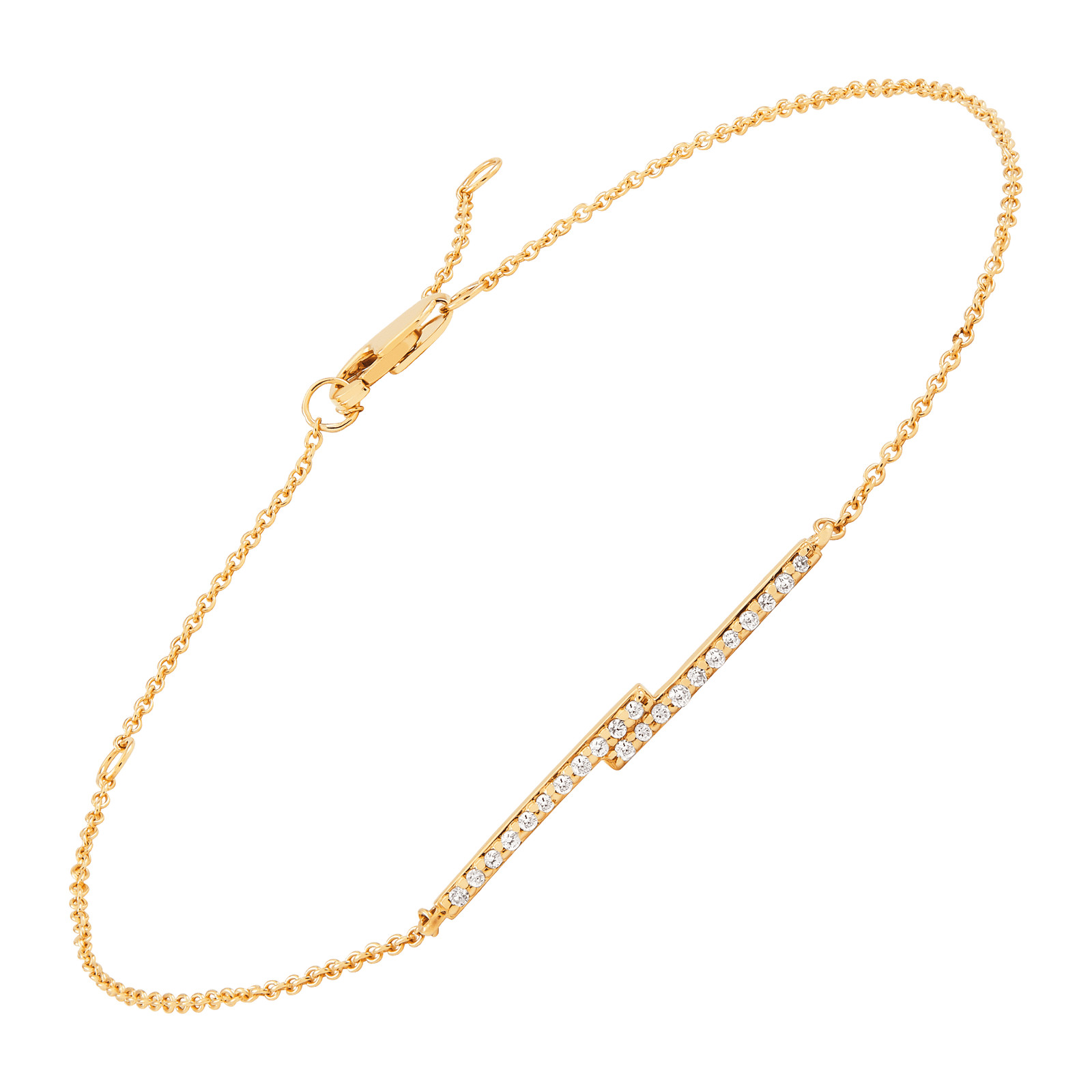 Welry Double Bar Bracelet with Diamonds in 10K Yellow Gold, 8.75″