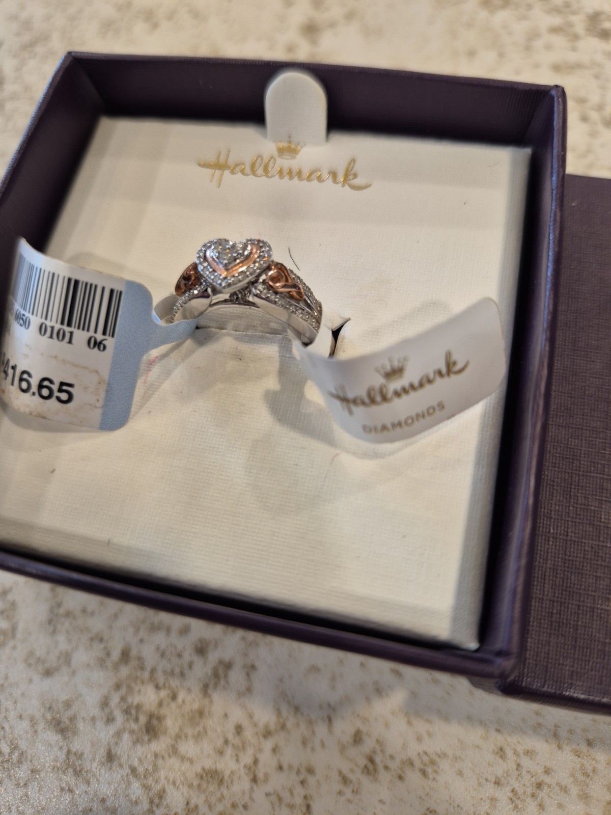 NEW WITH TAGS. Hallmark Size 6 Women’s Ring SS/14KROS Rose Over Silver