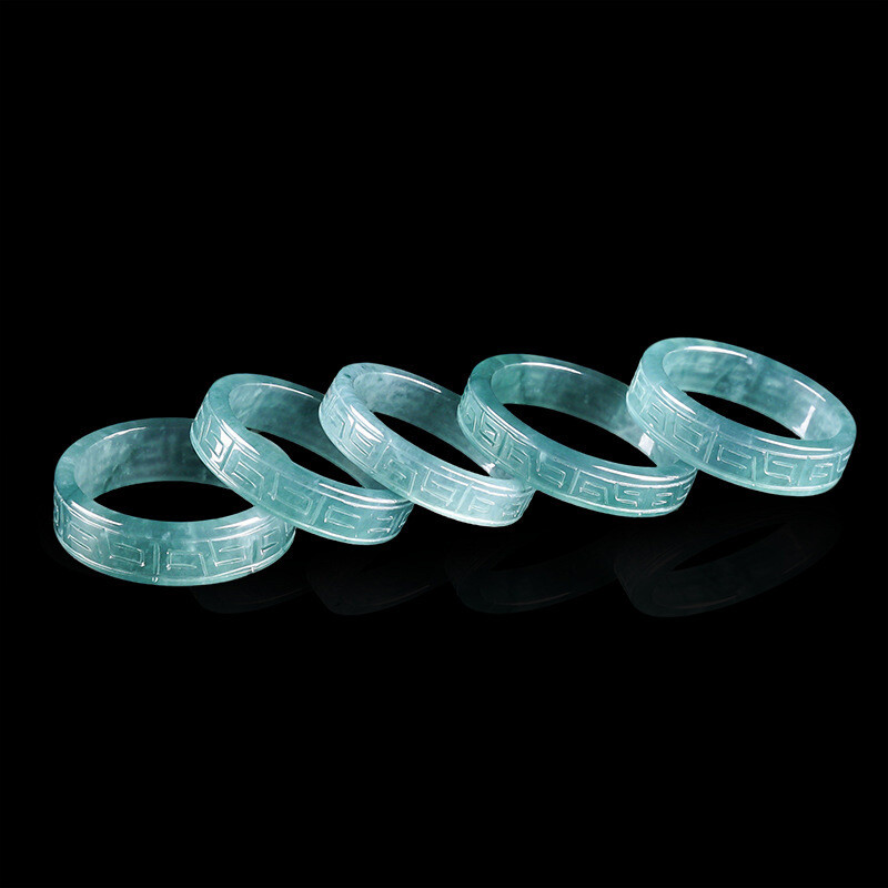Natural Jadeite Jade Band Ring Women Men 5mm Real Natural Jade US Size 5-9