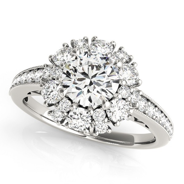 VS F 2.01Ct Lab Grown Diamond Designer Style Halo Engagement Ring For Women Gold