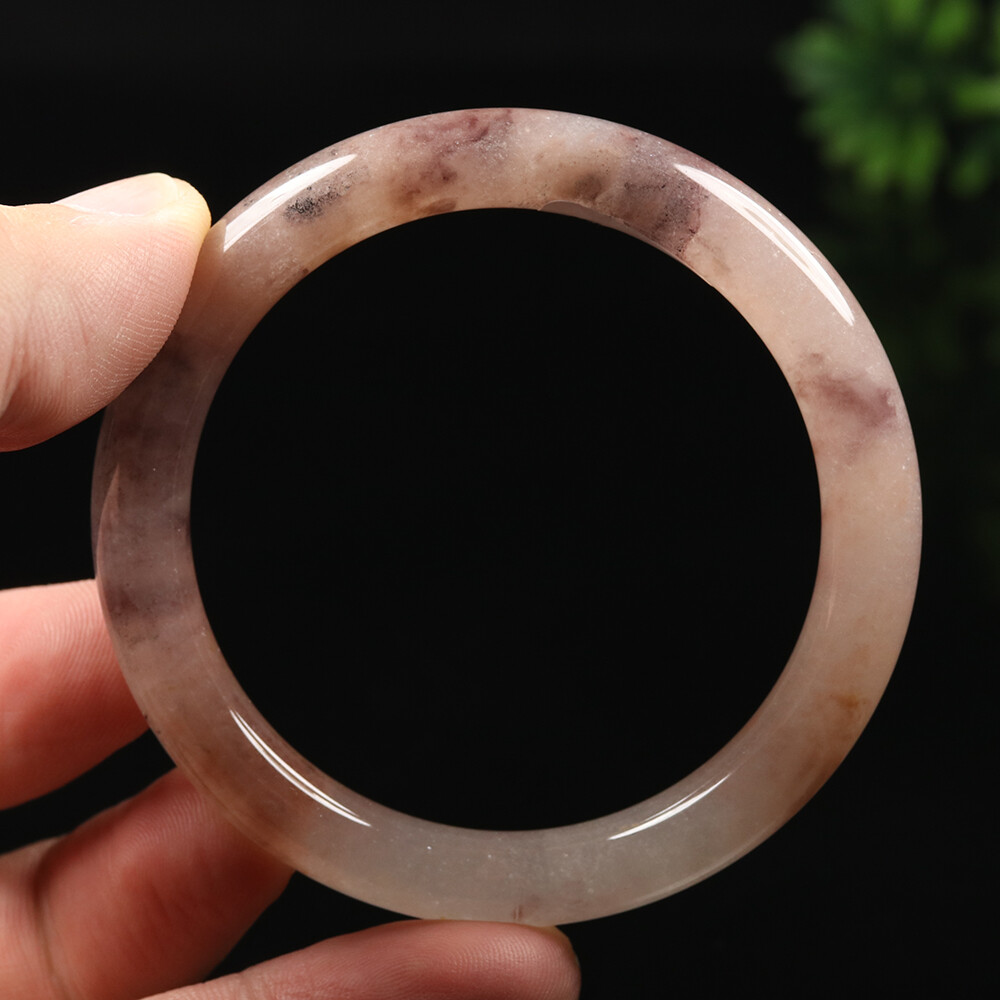 52-64mm Certified Golden jade bracelet 100% Natural Lavender Purple Jade Bangle
