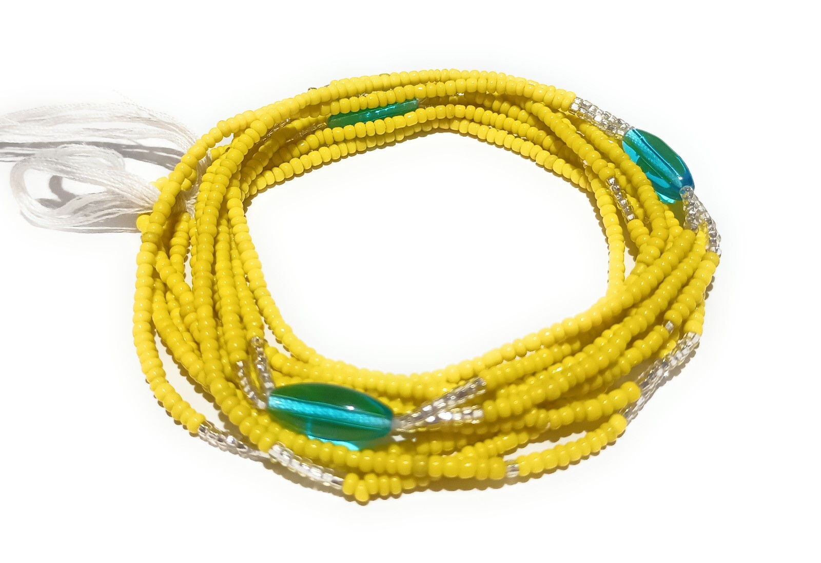 2-in-1 Waist Bead Set, Tie-on 42-Inch Cotton String Beads, Glass Belly Beads