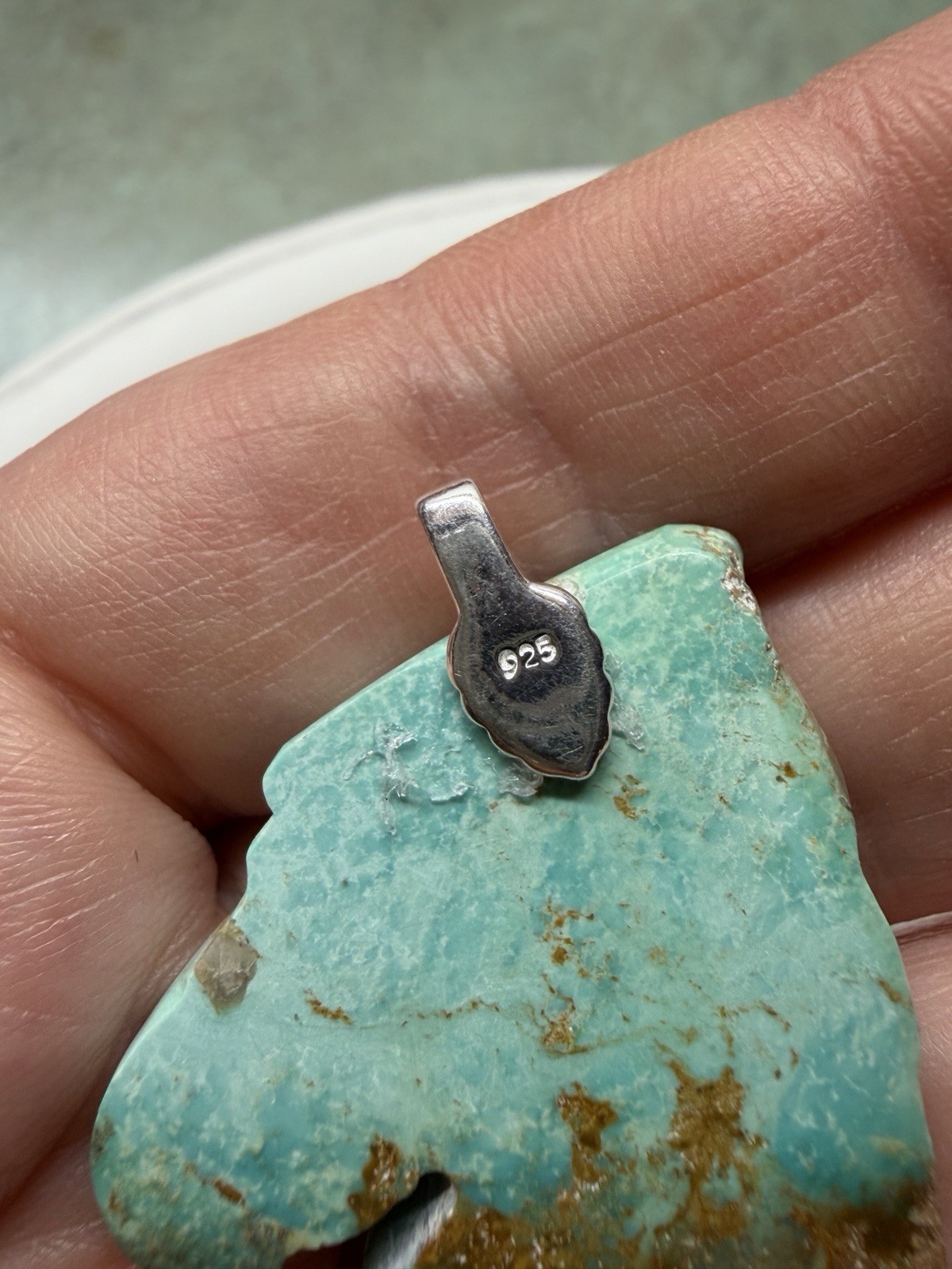 Carved Turquoise Eagle Head Pendant Sterling Silver
