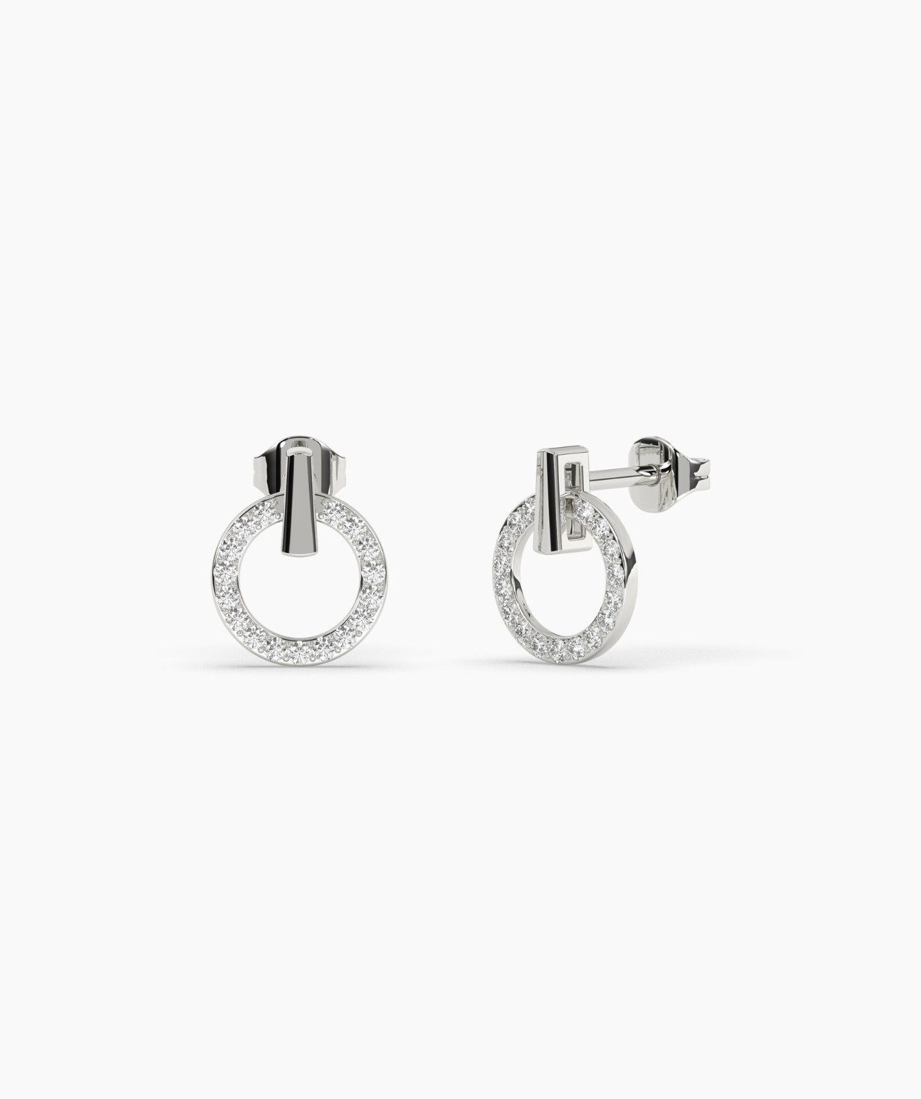 Round E-F/VVS Lab Grown Diamond 14K Gold Open Circle Door Knocker Stud Earrings