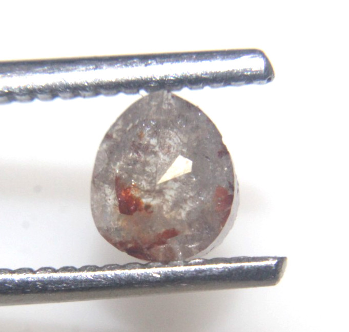0.91Cts Rose Cut Diamond Natural Real Gray Pear Shape 6.35×5.43×3.03 MM