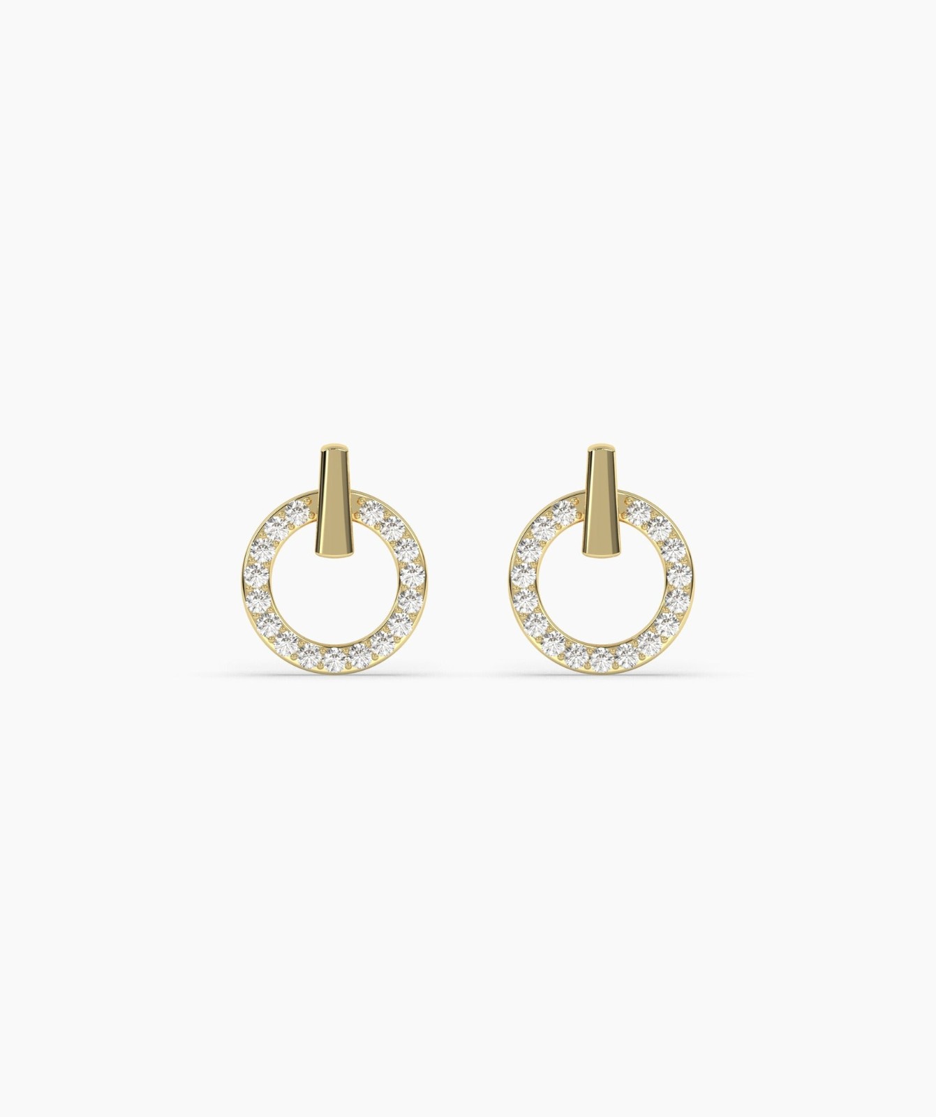 Round E-F/VVS Lab Grown Diamond 14K Gold Open Circle Door Knocker Stud Earrings