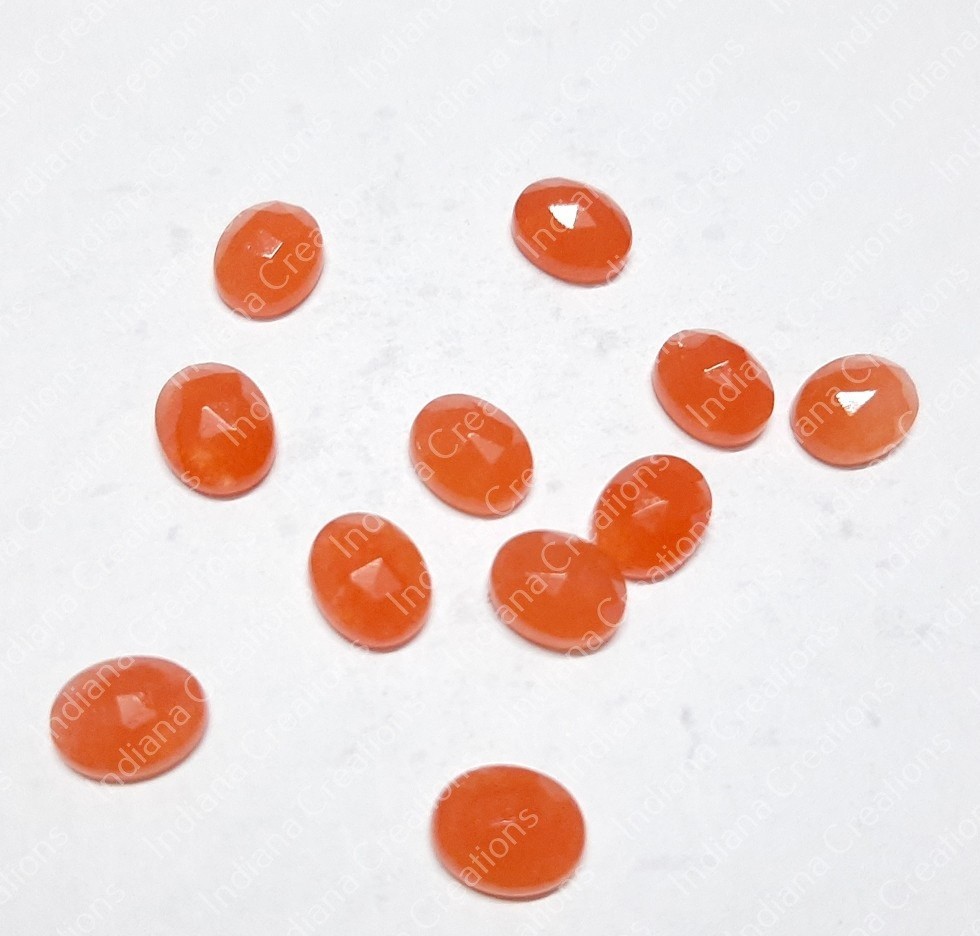 Natural Orange Jade Oval Rose Cut 6x8mm To 20x25mm Loose Gemstone