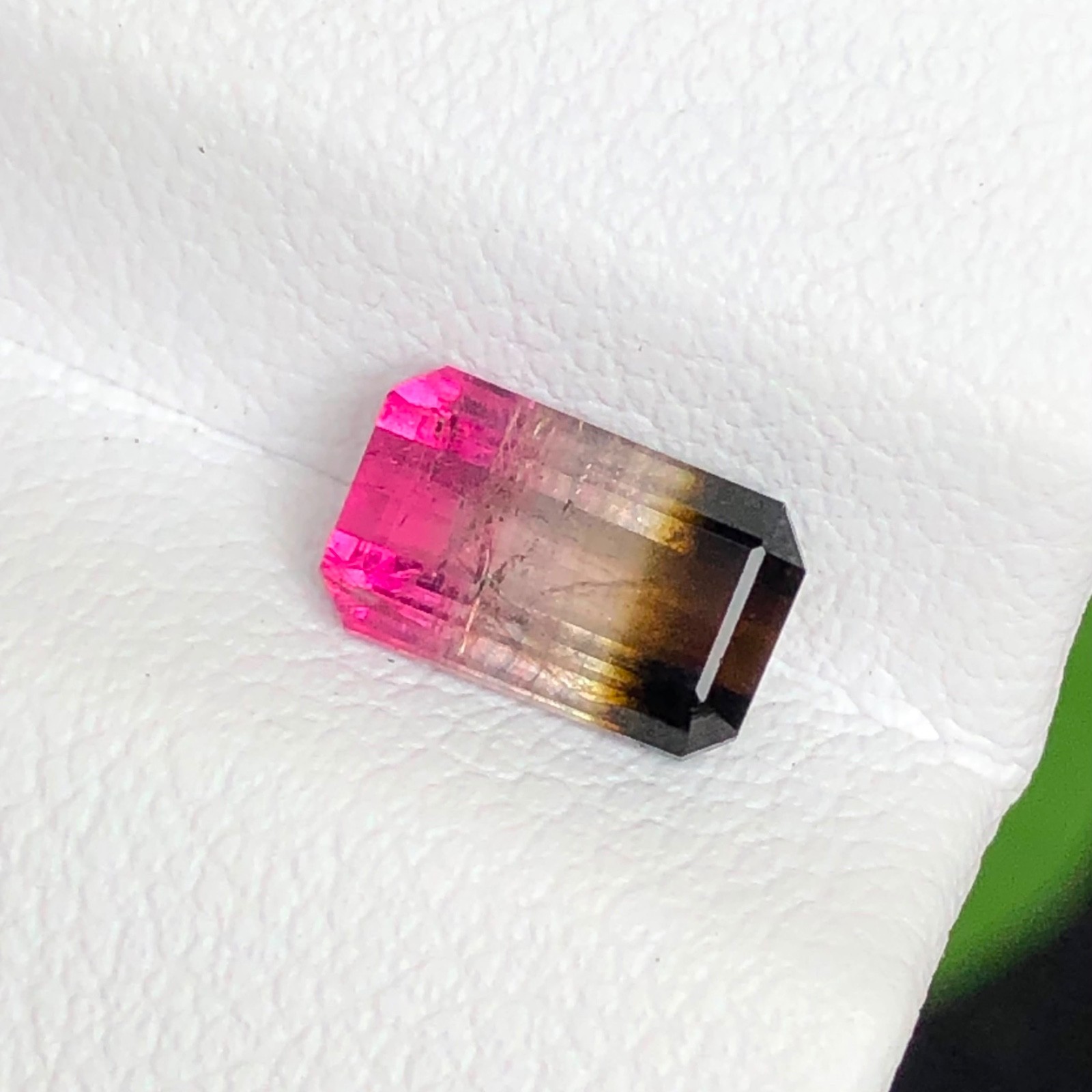 1.40 Carat Natural Tricolour Tourmaline Emerald Cut From Afghanistan