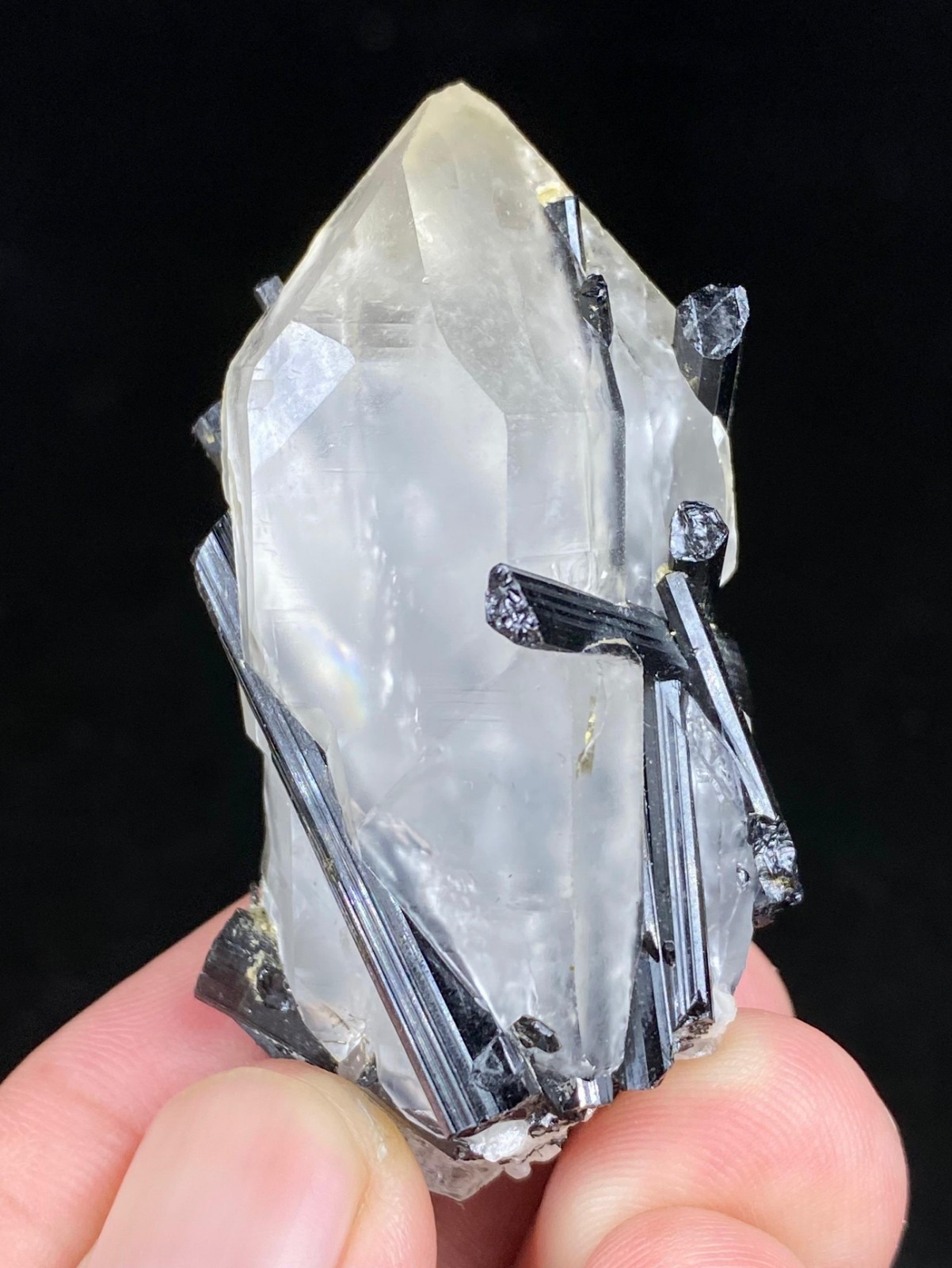 Natural Quardz With Black Tourmaline Crystal Specimen