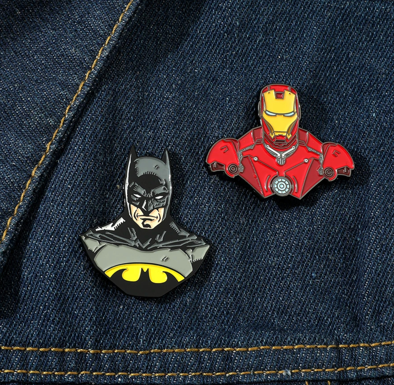 Jumbo BATMAN and IRONMAN Enamel Pins ✩ THE AVENGERS Marvel DC Comic Book Merch!