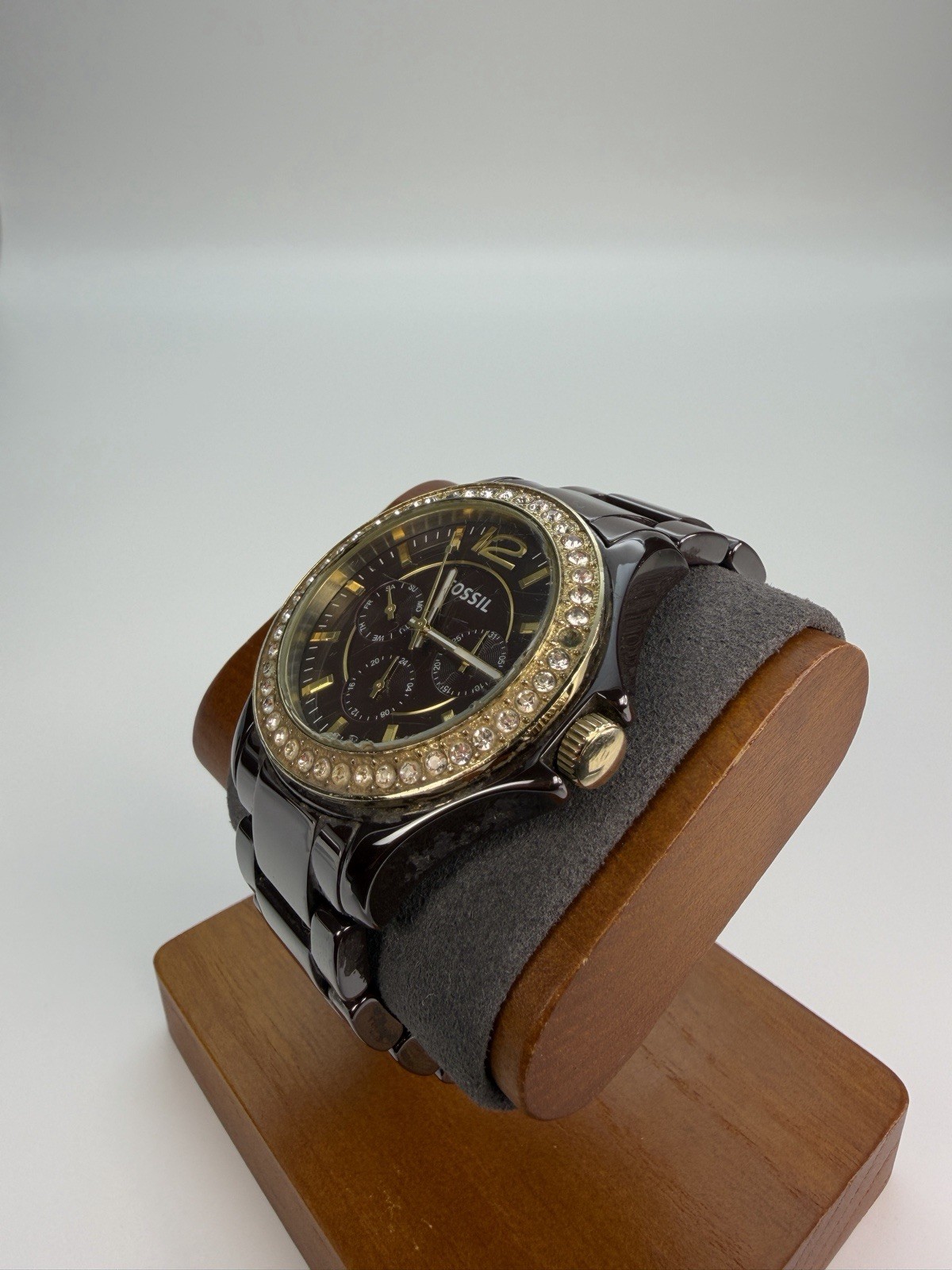 Fossil Riley Women’s Quartz Analog Multi-Dial Brown Ceramic Bracelet Watch