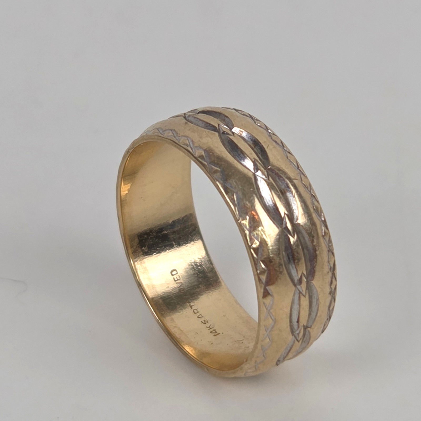 14K Vintage Yellow Gold SZ 7.75 ArtCarved Woven Braid Band