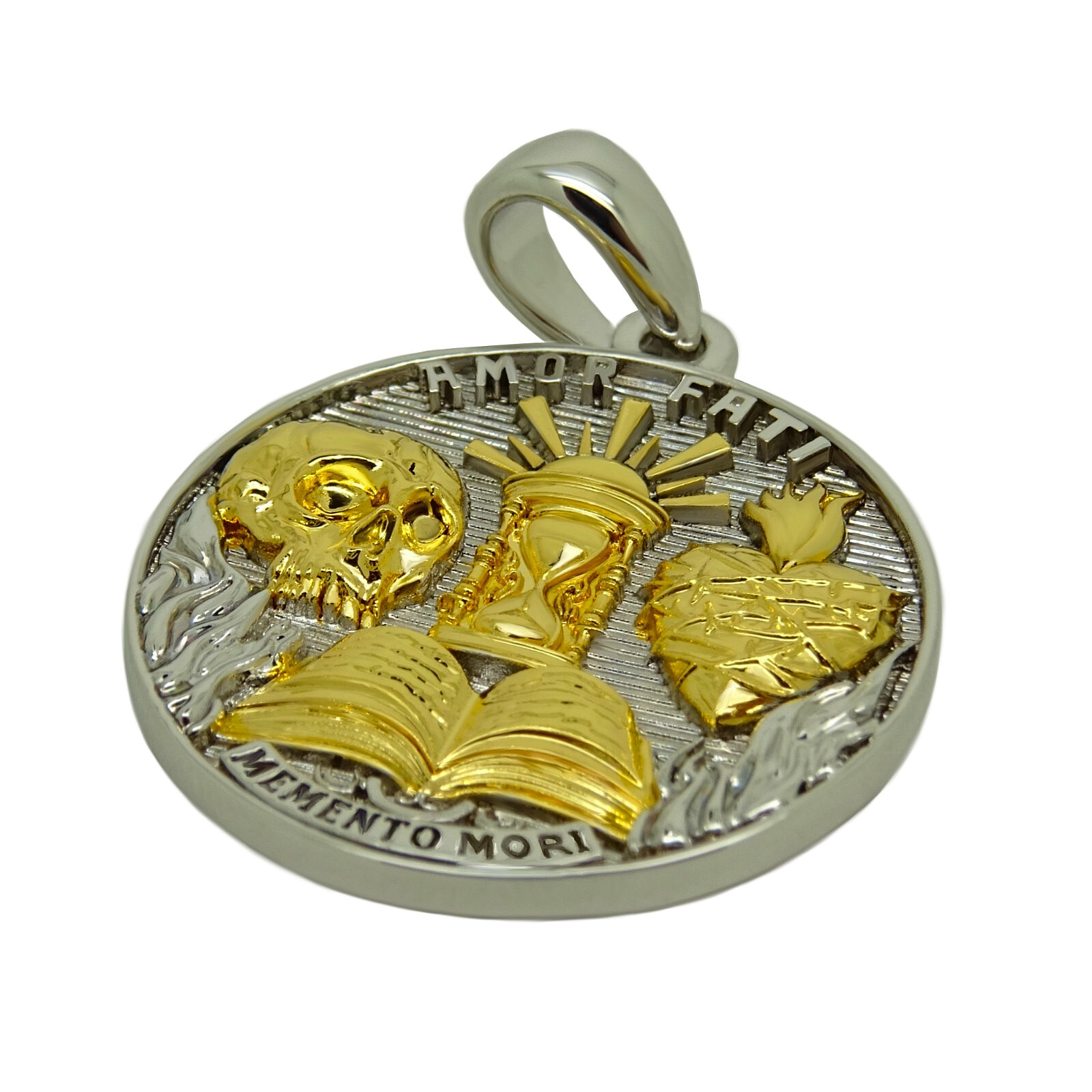 Stoic Medallion Brass Pendant Memento Mori Necklace Amor Fati Gold Plated