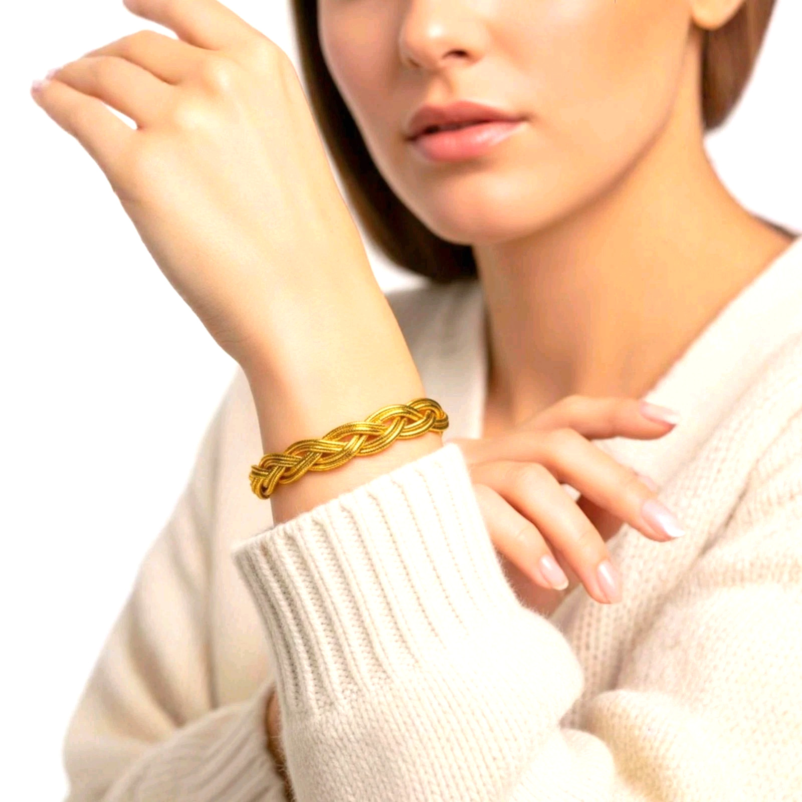 14K Italy Double Strand Braided Bracelet 8″ 6.75g Golden Clef International