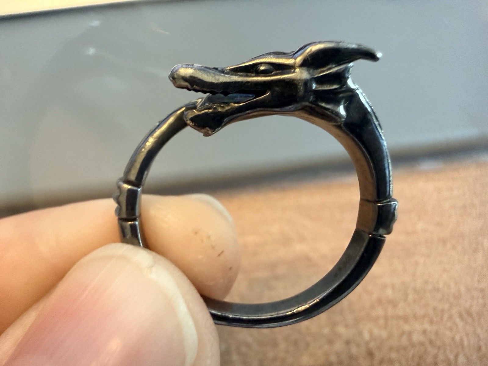Zales Exclusive Disney Dragon Ring with 1/8 CT. T.W Diamonds In Sterling Silver