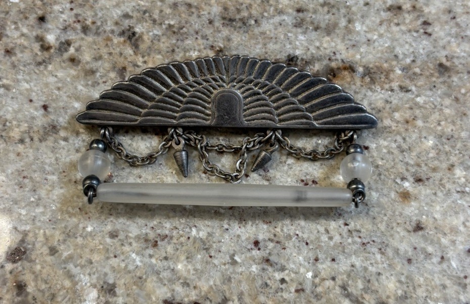 VTG AJC Brooch Pin Silver Tone Dangling Articulated A.J.C Brooch Pin