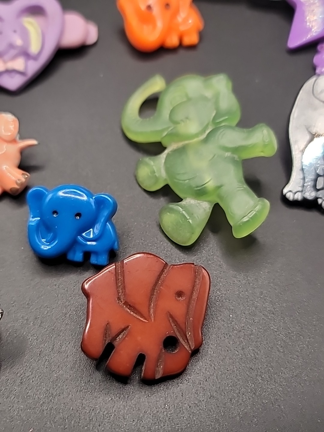 Vintage Elephant Jewelry 16 pc Lot Pins Brooches Charms Plastic Metal Mixed
