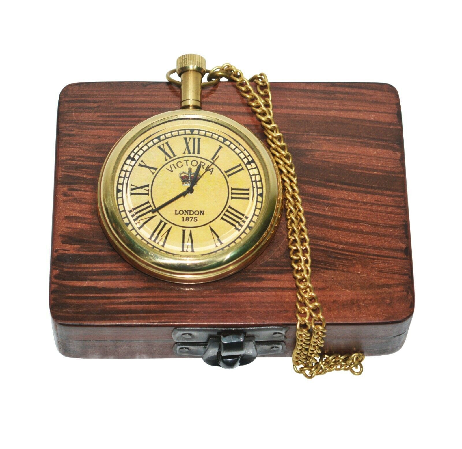 Antique Vintage Maritime Solid Wooden Pocket Watch Box Without Pocket Watch-Gift