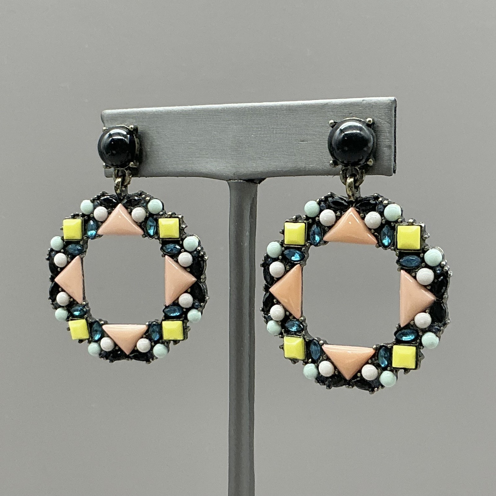 Earrings Multicolor Resin Rhinestone Circle Dangle Drop Womens Statement Jewelry