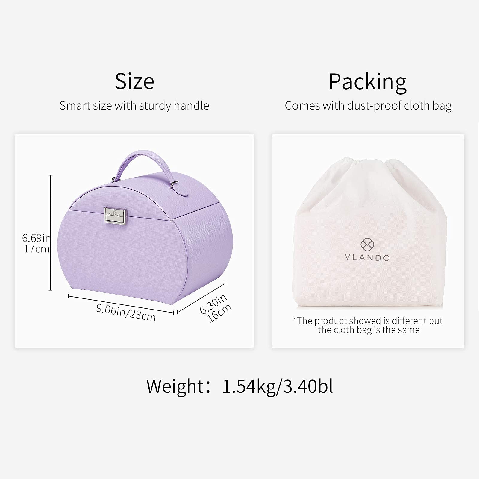 VLANDO Princess Style Jewelry Box for Girls Regular-Box, Purple