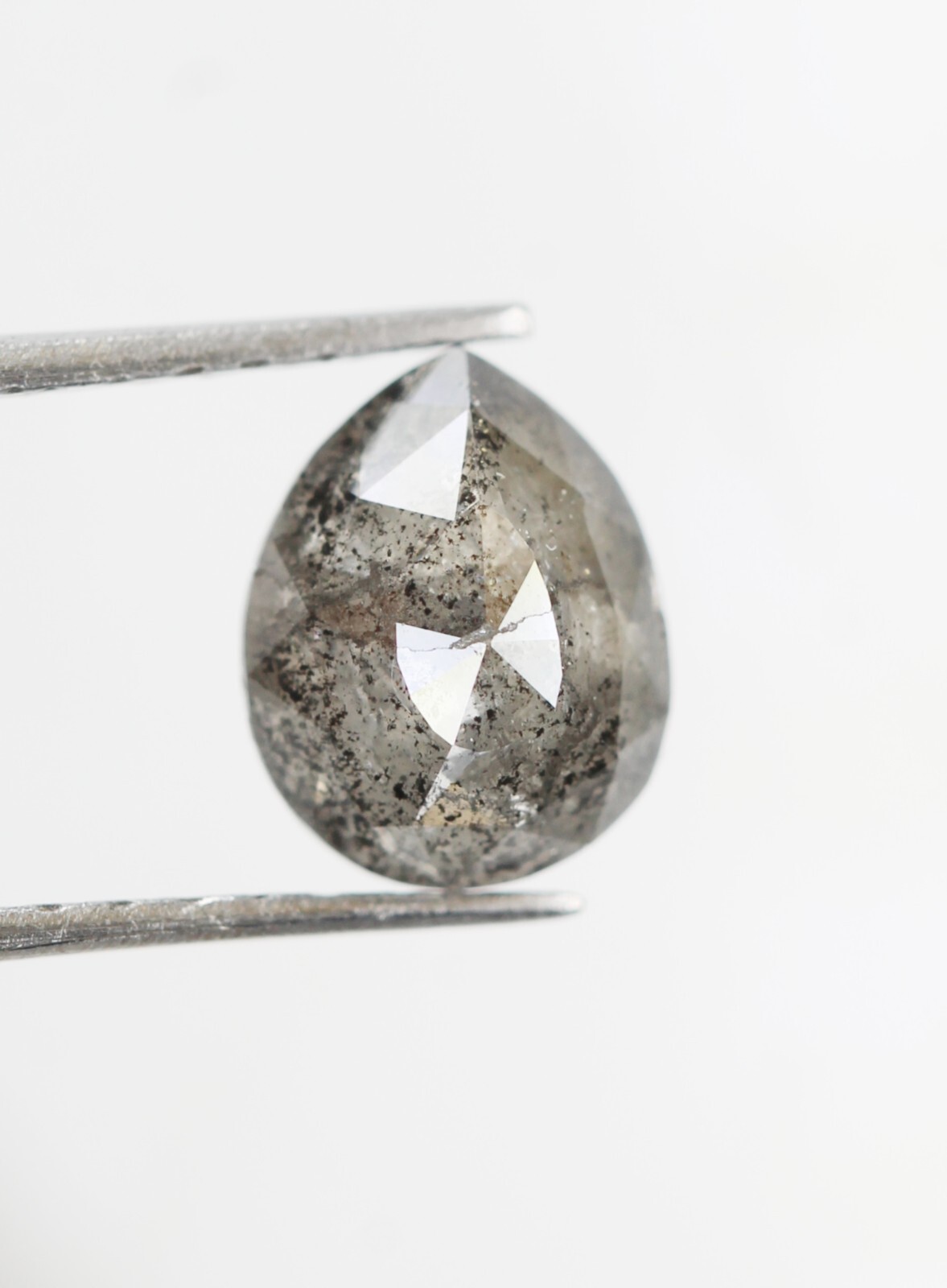 0.98 CT 6.9 MM Natural Loose Pear Salt And Pepper Diamond Grey Color Pear Shape