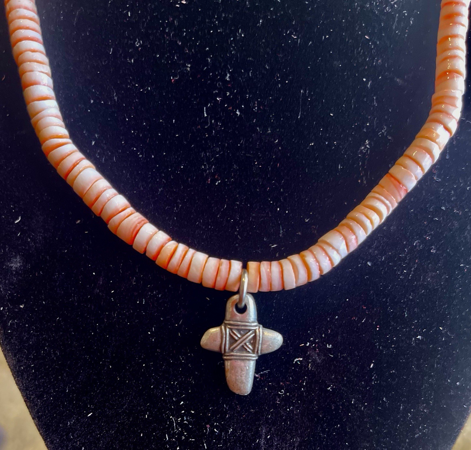 Pink Conch Shell Beaded 925 Sterling Silver necklace