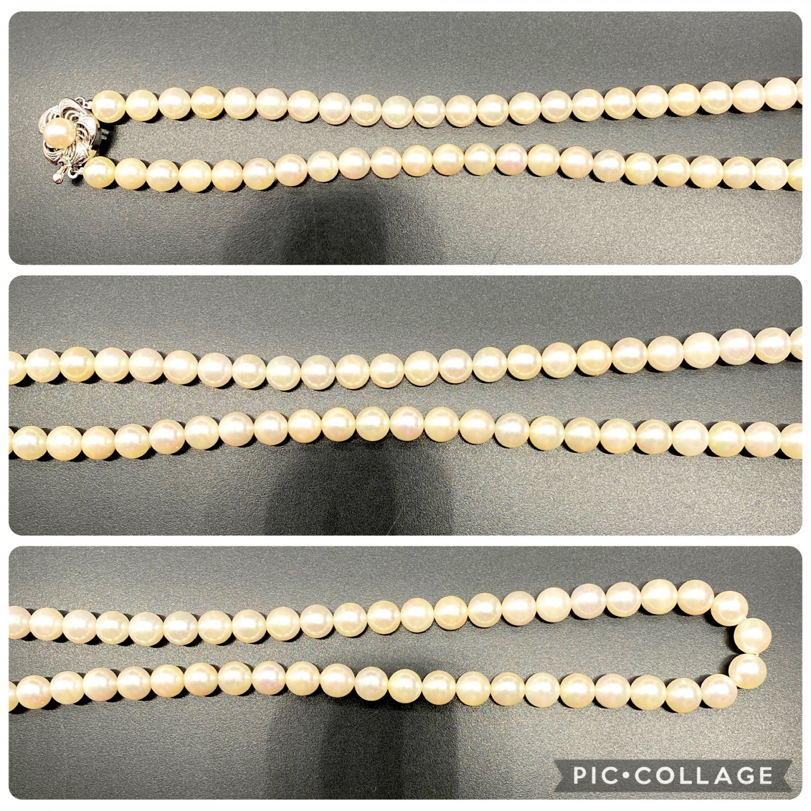 Akoya Pearl Necklace Natural Jewelry White 44cm 7.0–7.5mm 34.2g Silver Clasp