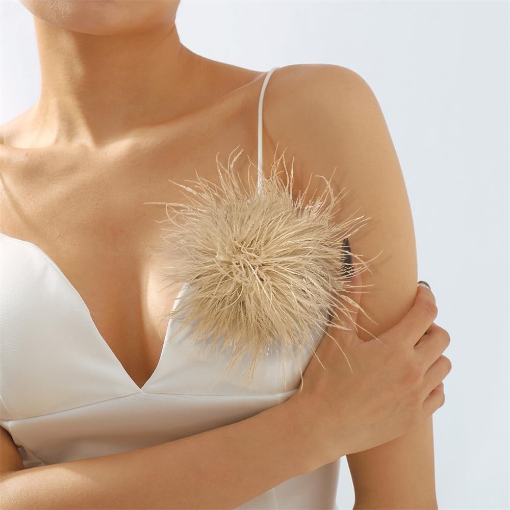 Dainty Feather Flower Large Brooch Pin for Women Men Elegant Oversized Floral La
