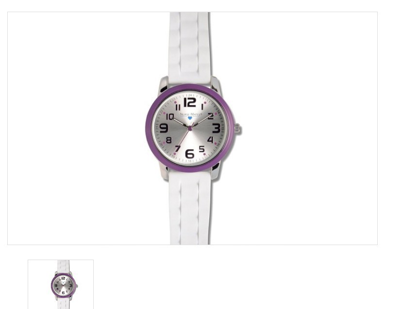 Nurse Mates women’s nurse watch water-resistant silicone strap – White Purple