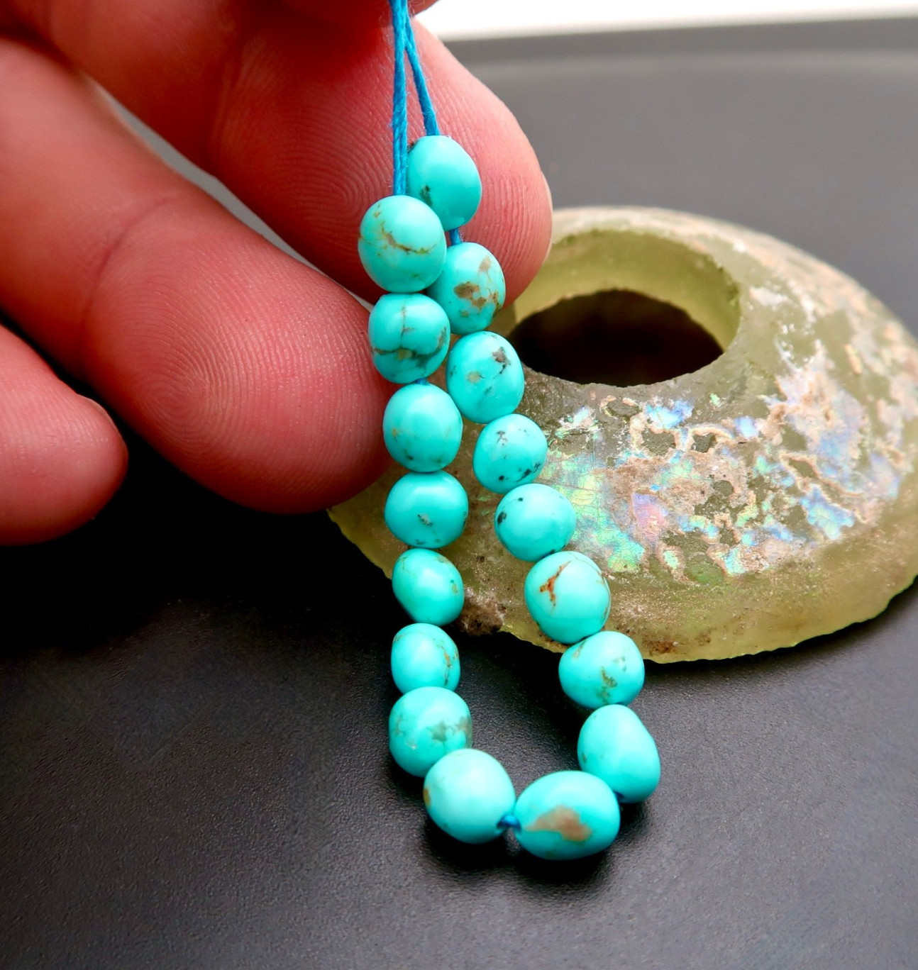 RARE AAAAA AZ SLEEPING BEAUTY ROBIN’S EGG BLUE TURQUOISE W/ MATRIX NUGGET BEADS