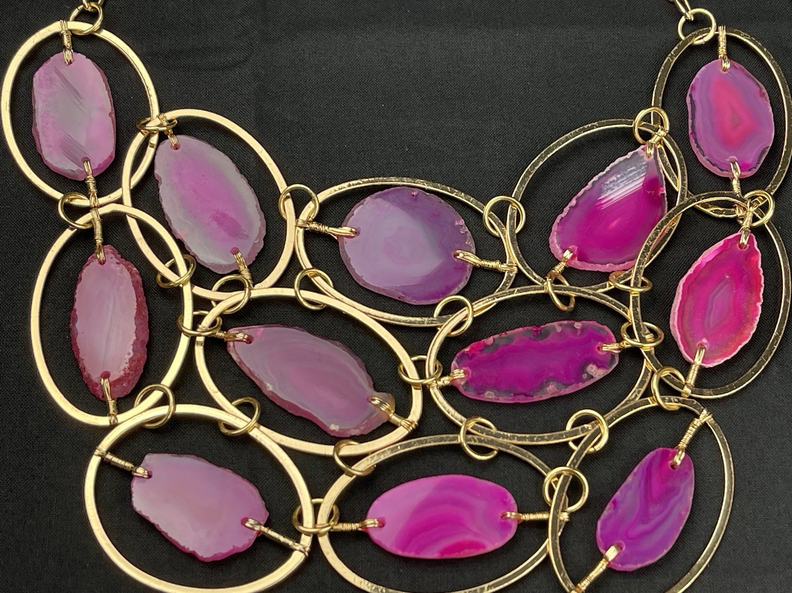 CGI CN Beautiful Statement Pink Gold Tone Necklace.