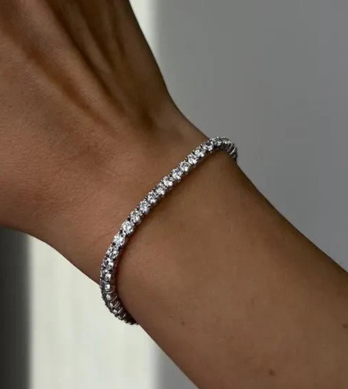 6.60CT Round Cut Natural Diamond Engagement Tennis Bracelet 14K White Gold