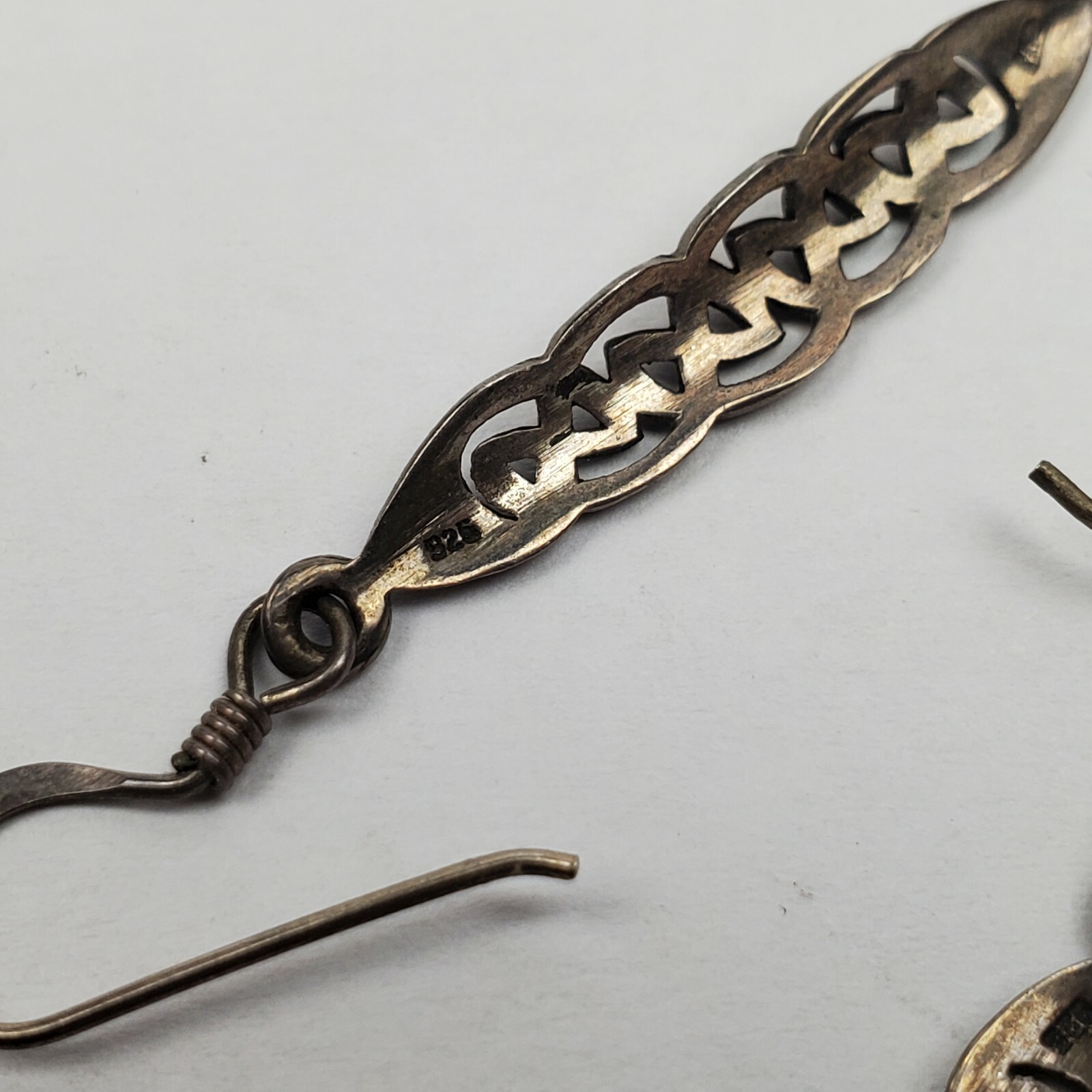 Vintage Celtic Weave Design Sterling Silver Earrings 1.25 Inches Long 2.4 Grams