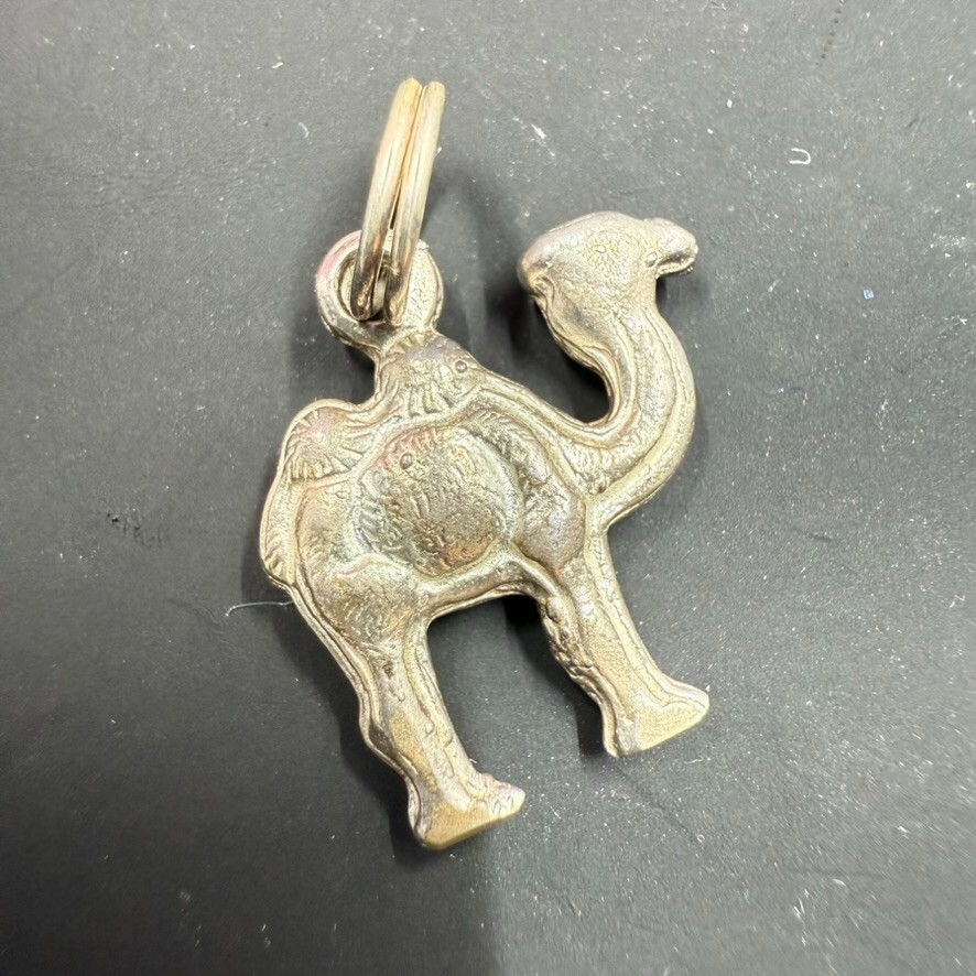 Vintage Sterling Silver Camel Charm Pendant – Double-Sided Detail – 3D Miniature