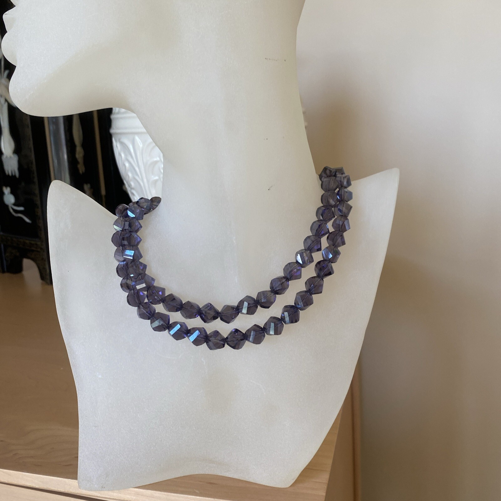 Vintage Czech Art Glass Necklace Estate Jewelry Pre-owned Flapper Girl Style 28″