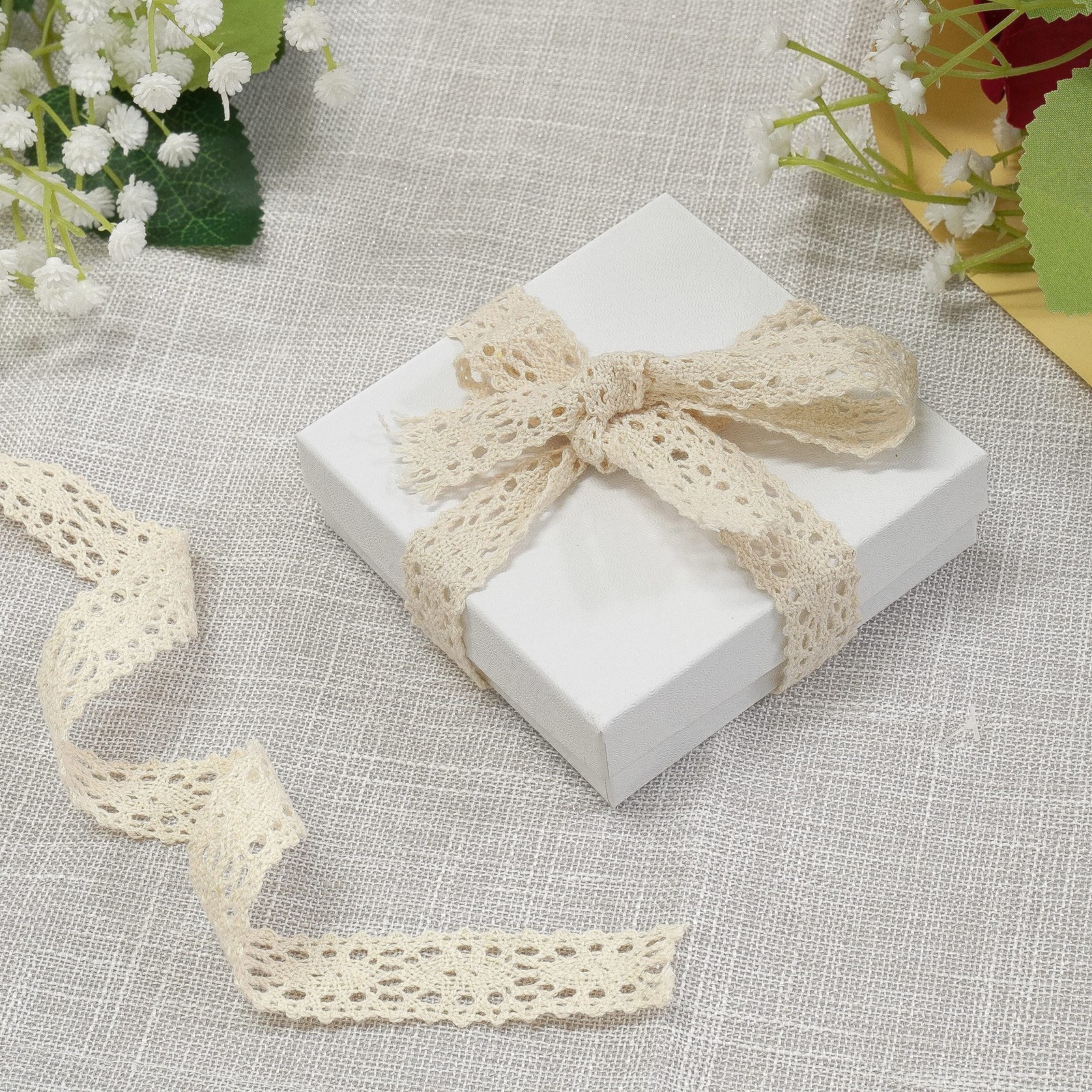 Cardboard Jewelry Boxes 10 Pack – 3.5″x3.5″x1″ Bulk Cotton Filled Small Gift Box